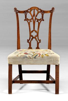 Appraisal: Chippendale mahogany side chair mahogany with carved crest and pierced