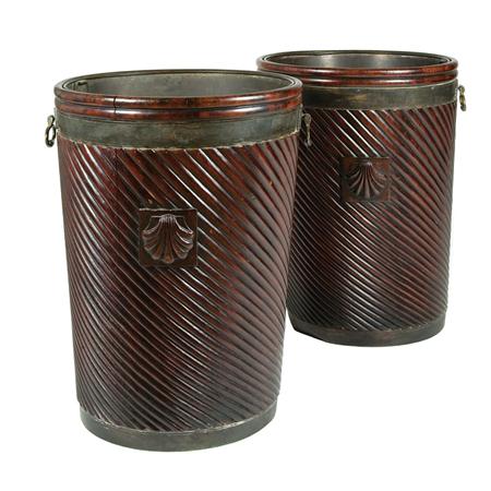 Appraisal: Pair of Irish George III Style Brass Bound Mahogany Buckets