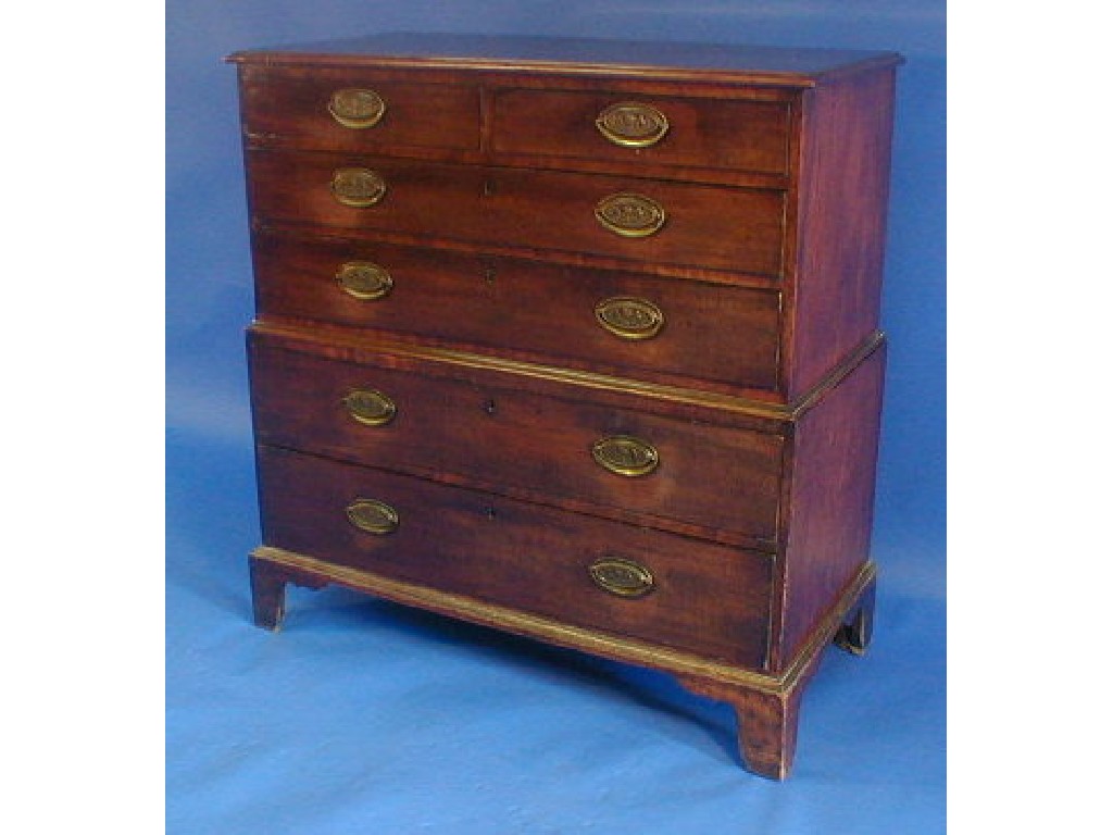 Appraisal: A George III mahogany low chest on chest with two