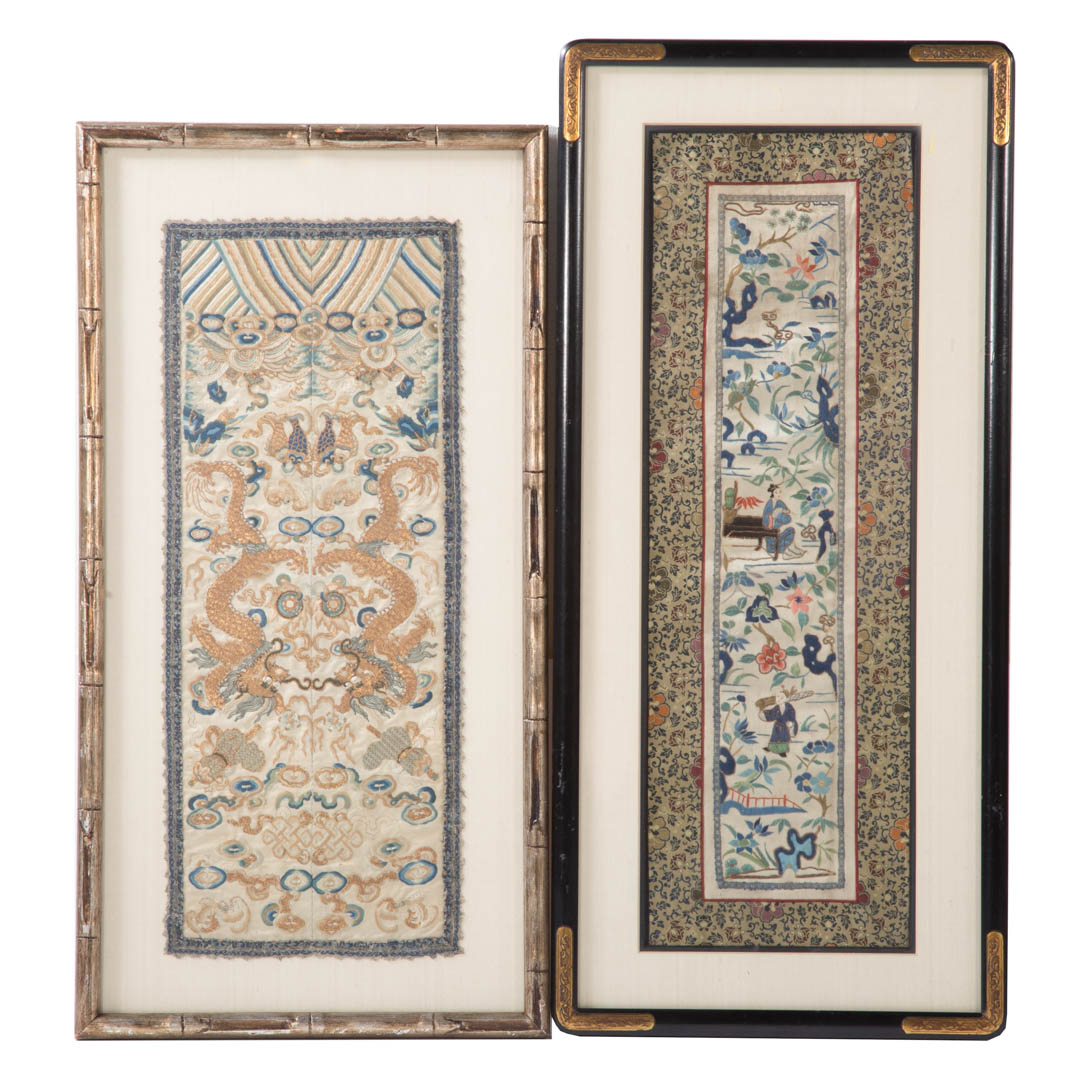 Appraisal: Two framed Chinese embroideries x in and x in