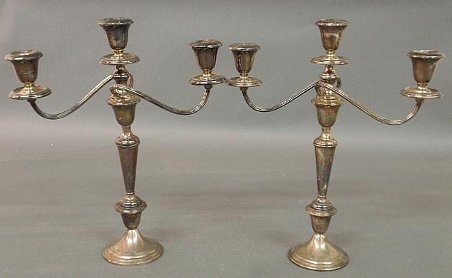 Appraisal: - Pair of weighted sterling silver candelabra by Gorham h