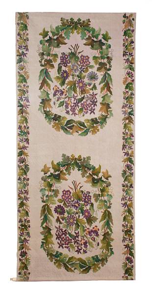 Appraisal: A floral needlepoint wall hanging height ft in width in