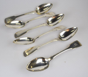 Appraisal: A set of five George III silver fiddle pattern table