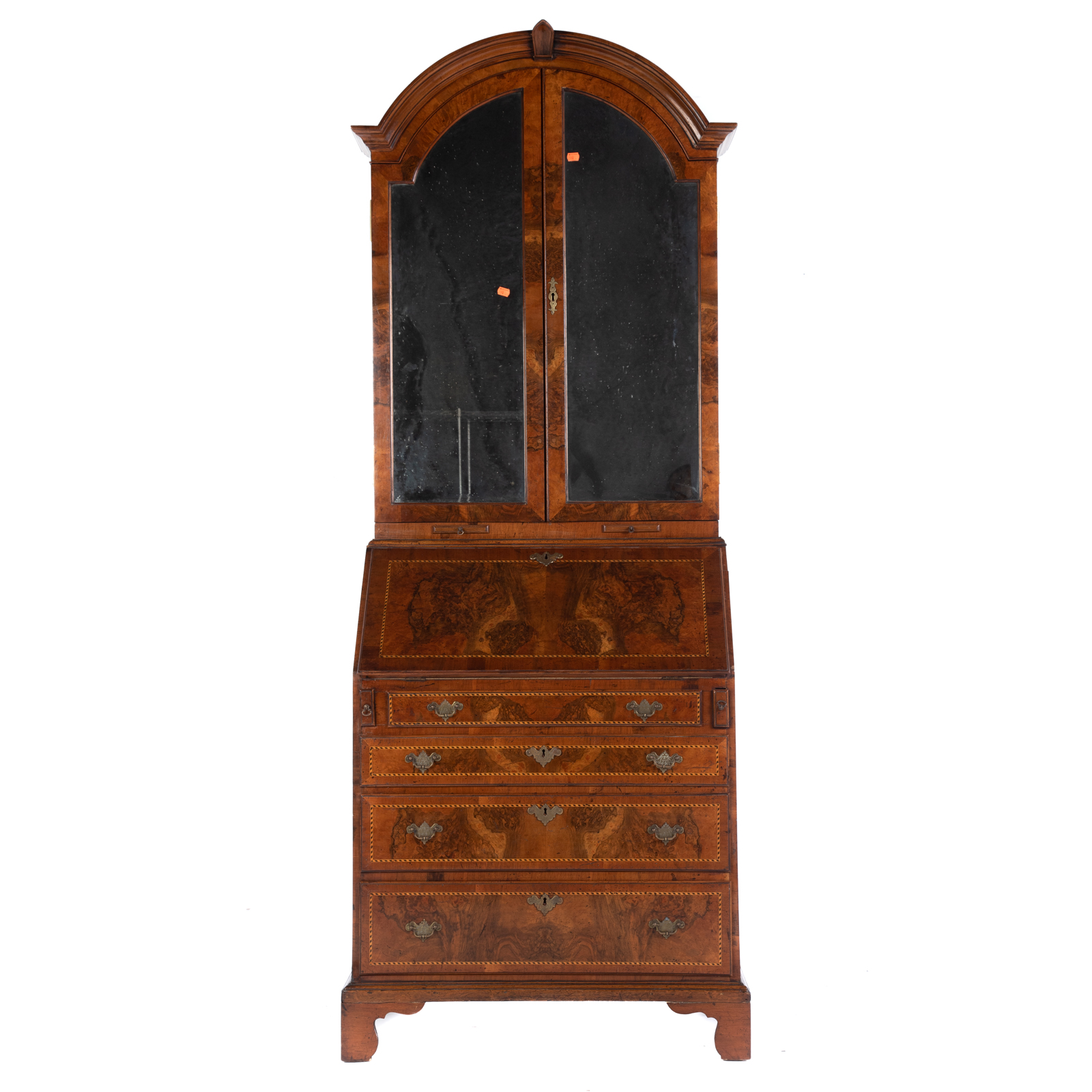 Appraisal: GEORGE III MAHOGANY SECRETARY DESK Upper case with rounded top