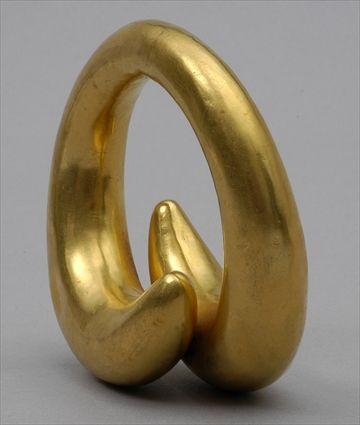 Appraisal: HOLLOW GOLD ARMLET Possibly Persian or Sumerian of double lobed