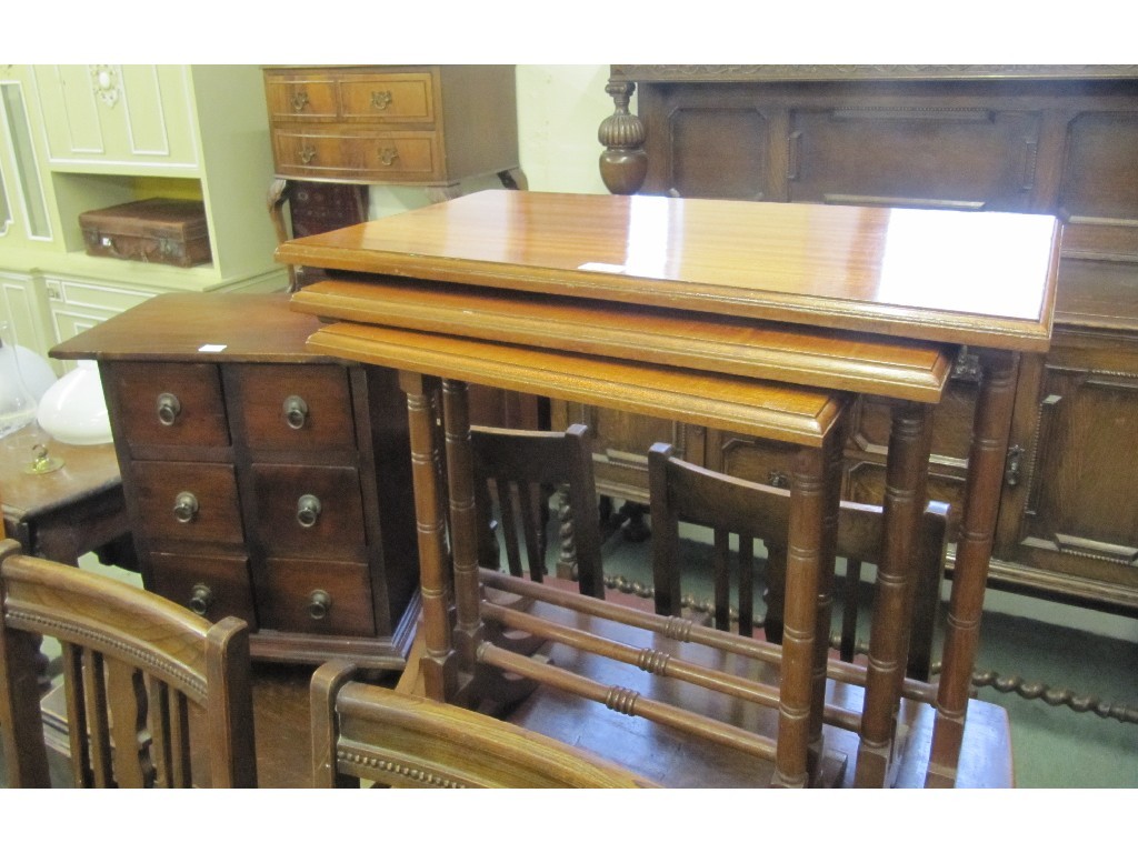 Appraisal: Nest of three tables and a hardwood collectors chest