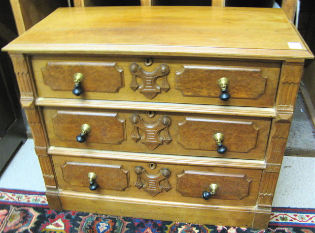 Appraisal: VICTORIAN WALNUT CHEST OF DRAWERS Renaissance Revival design American th