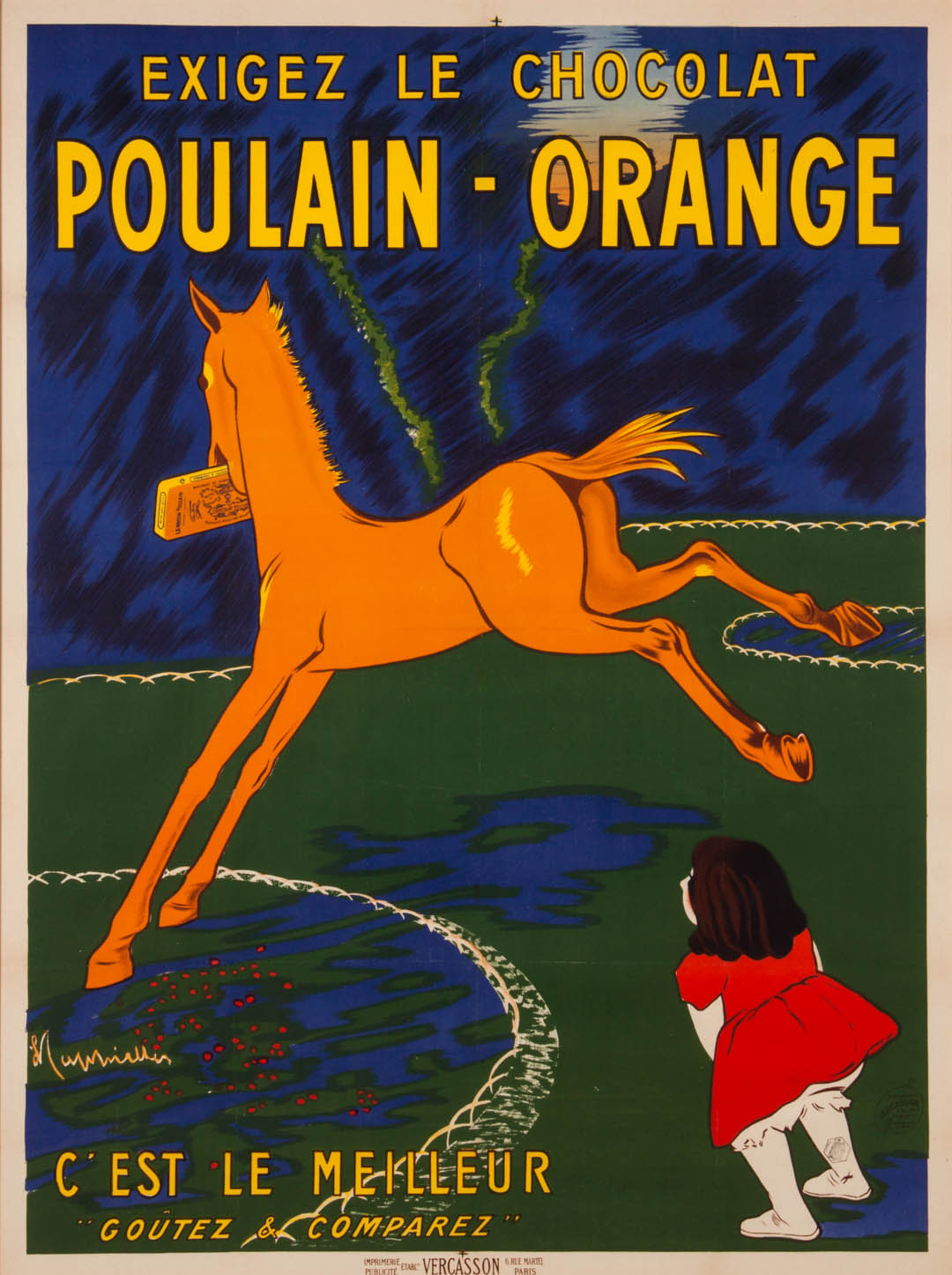 Appraisal: Leonetto Cappiello Poulain-Orange litho poster Italian - Color lithographic advertising