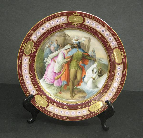 Appraisal: A Vienna style porcelain cabinet plate Lohenrin and Elsa signed