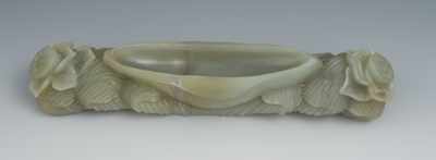 Appraisal: A Carved Jade Brush Wash with Lotus Pods Carved from