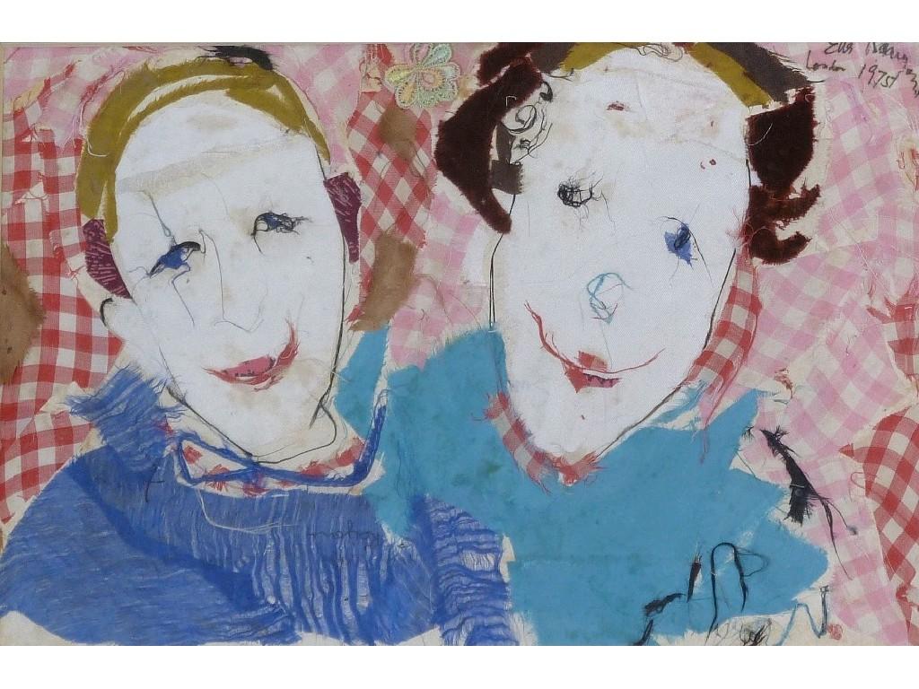 Appraisal: ELLA RAAYONI - COLLAGE 'Two figures' signed and dated 'London