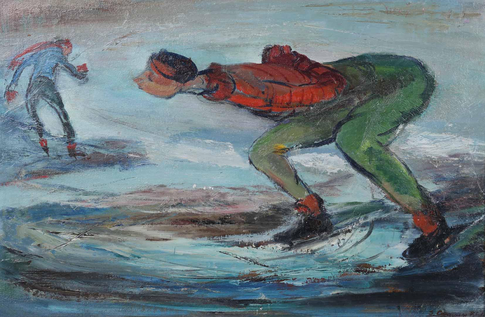 Appraisal: Sarah Carothers Rhode Skaters oil on board Sarah Pace Carothers