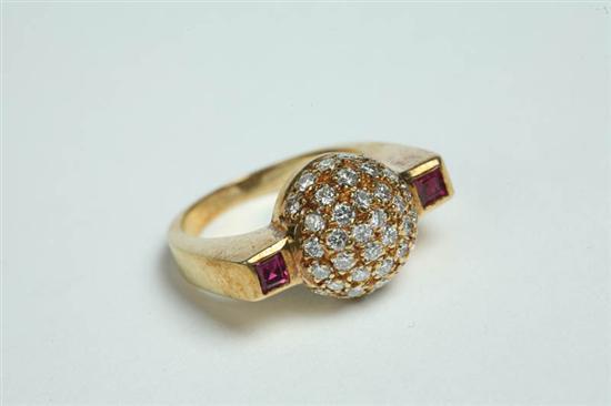 Appraisal: DIAMOND DOME RING Yellow gold Approximately twenty full cut diamonds