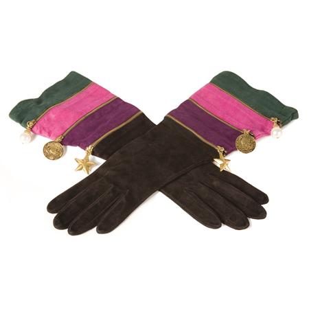 Appraisal: Pair of Moschino Zipper Section Gloves Estimate -