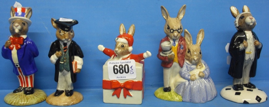 Appraisal: Royal Doulton Bunnykins Figures Father Mother and Victoria DB Christmas