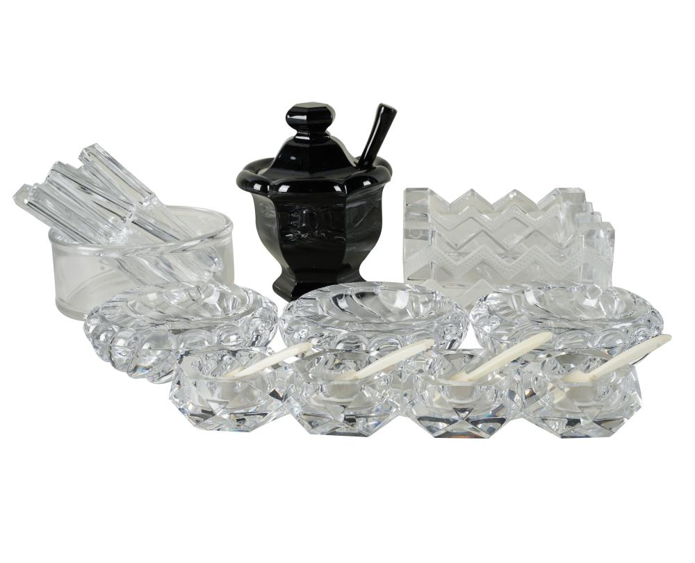 Appraisal: LOT OF TIFFANY BACCARAT GLASSWAREeach marked comprising Lalique ashtray inches