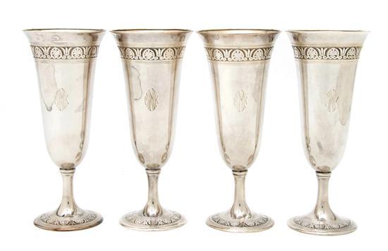 Appraisal: Cased Set of Twelve American Sterling Silver Goblets Frank W