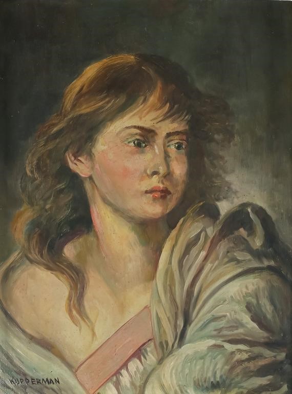 Appraisal: Oil on board portrait of a woman Signed lower left