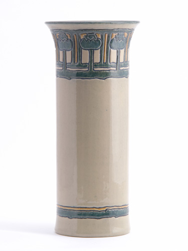 Appraisal: NEWCOMB COLLEGE Early tall cylindrical vase carved by Leona Nicholson