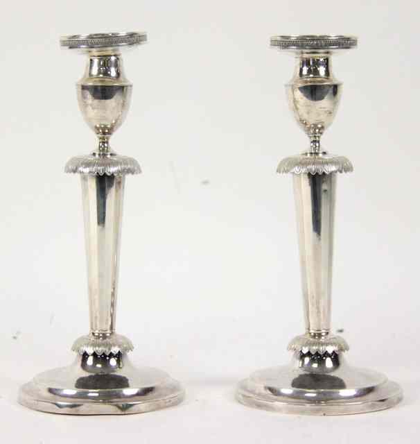 Appraisal: A pair of early th Century Frankfurt silver candlesticks WCH