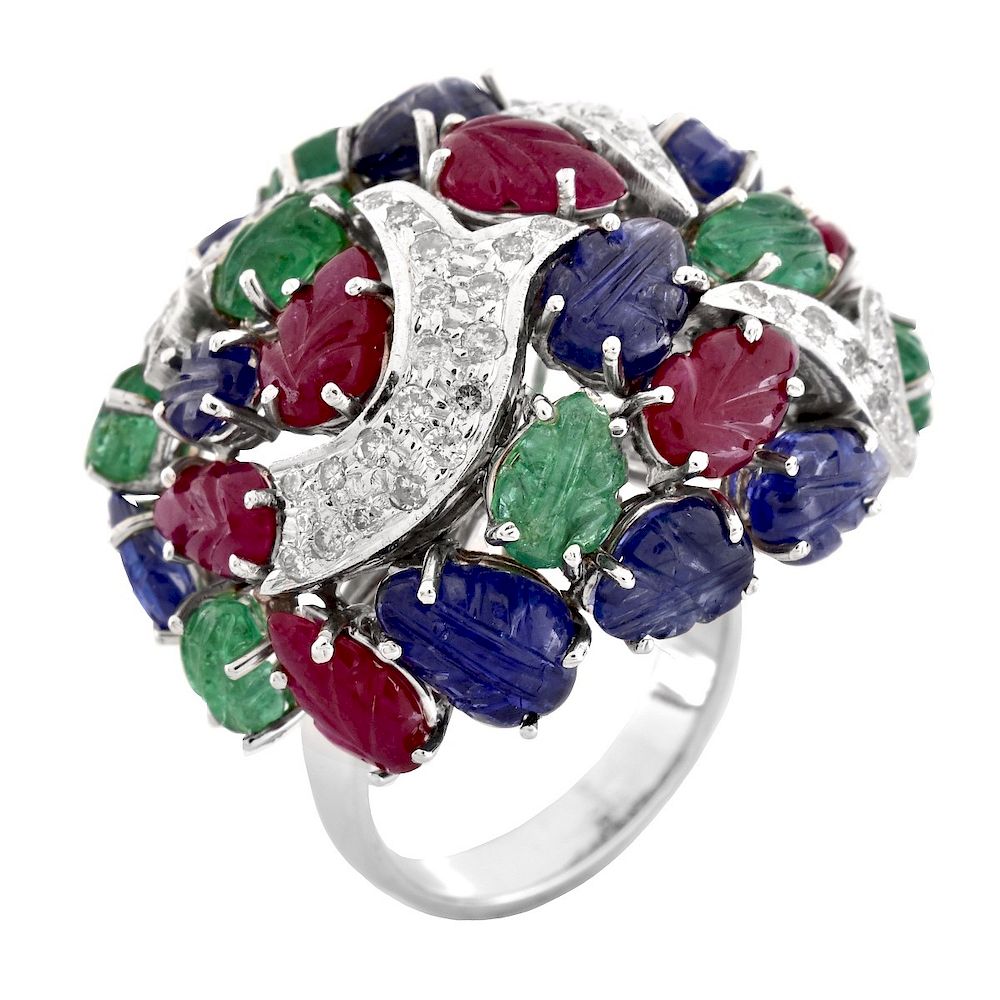 Appraisal: Cartier style Tutti Frutti Ring Cartier style Approx Carat TW