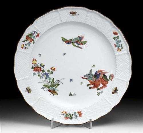 Appraisal: PLATE WITH 'KOREAN LION' DECORATION Meissen circa The edge with