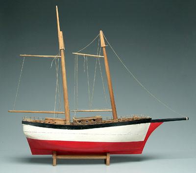 Appraisal: Folk art two masted schooner wooden display model plank on