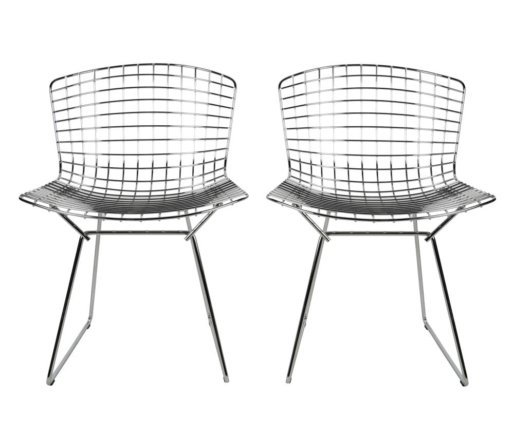 Appraisal: PAIR OF HARRY BERTOIA KNOLL SIDE CHAIRSchromed metal wire impressed