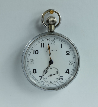 Appraisal: Helvetia Military pocket watch with white dial marked to the