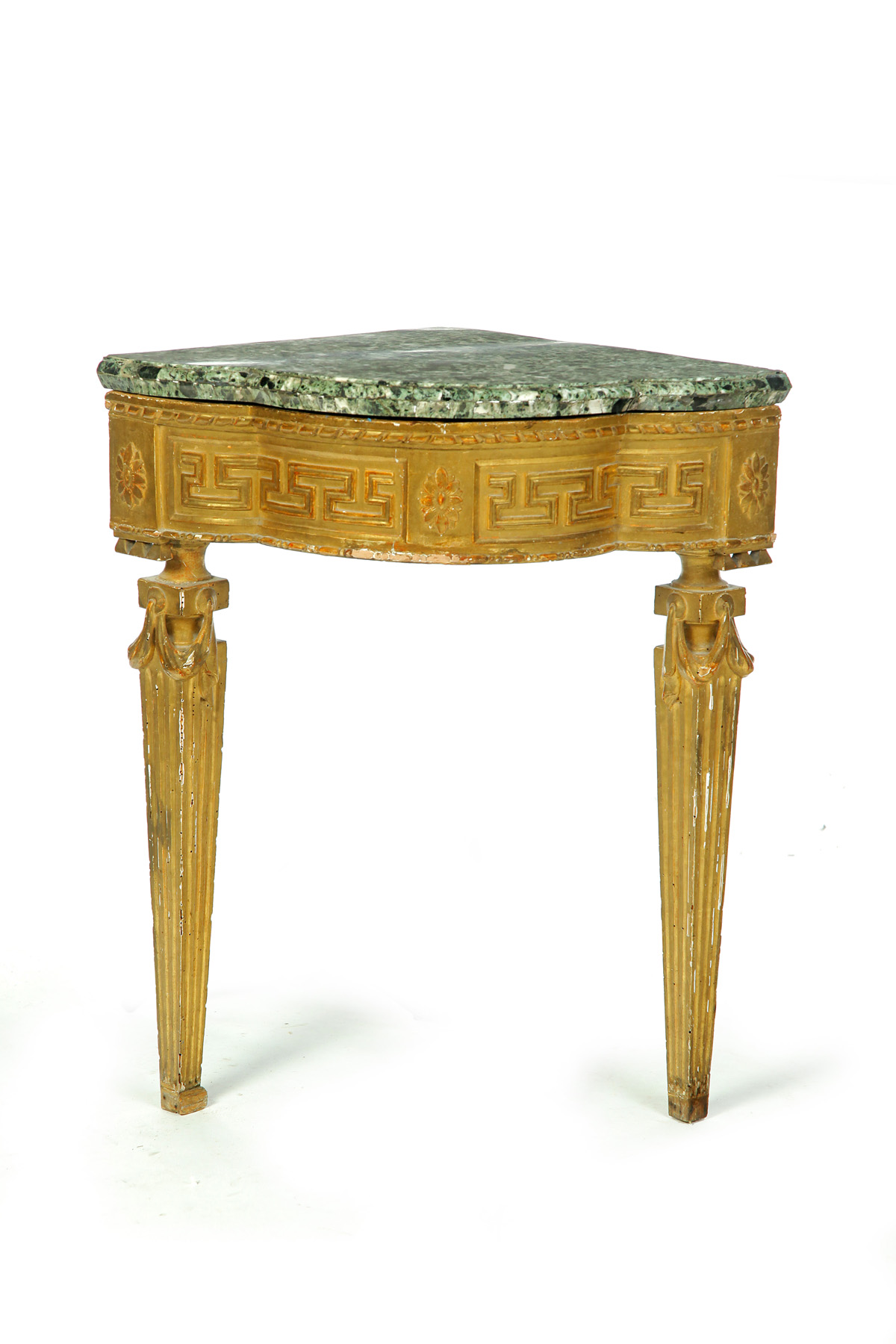 Appraisal: EUROPEAN CORNER STAND Late th-early th century pine Marble-top stand