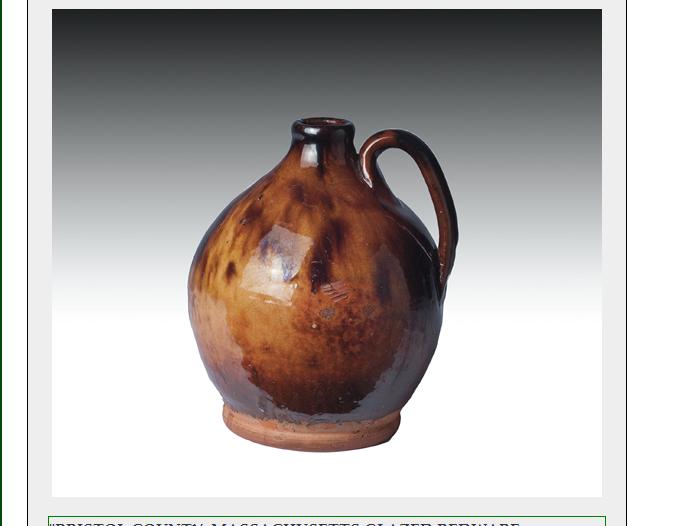 Appraisal: BRISTOL COUNTY MASSACHUSETTS GLAZED REDWARE MINIATURE JUG - Of ovoid