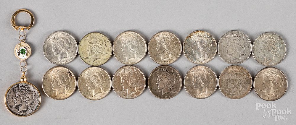 Appraisal: Fifteen Peace silver dollars Fifteen Peace silver dollars