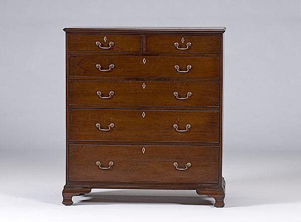 Appraisal: HEPPLEWHITE MAHOGANY TALL CHEST OF DRAWERS English ca - with