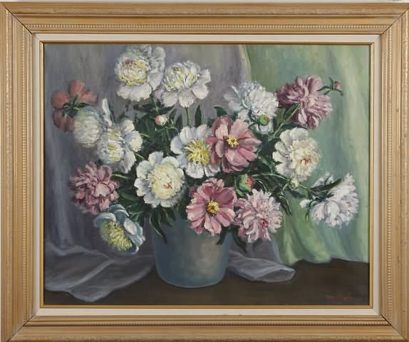 Appraisal: Still life with peonies oil on canvas x SLR Artist