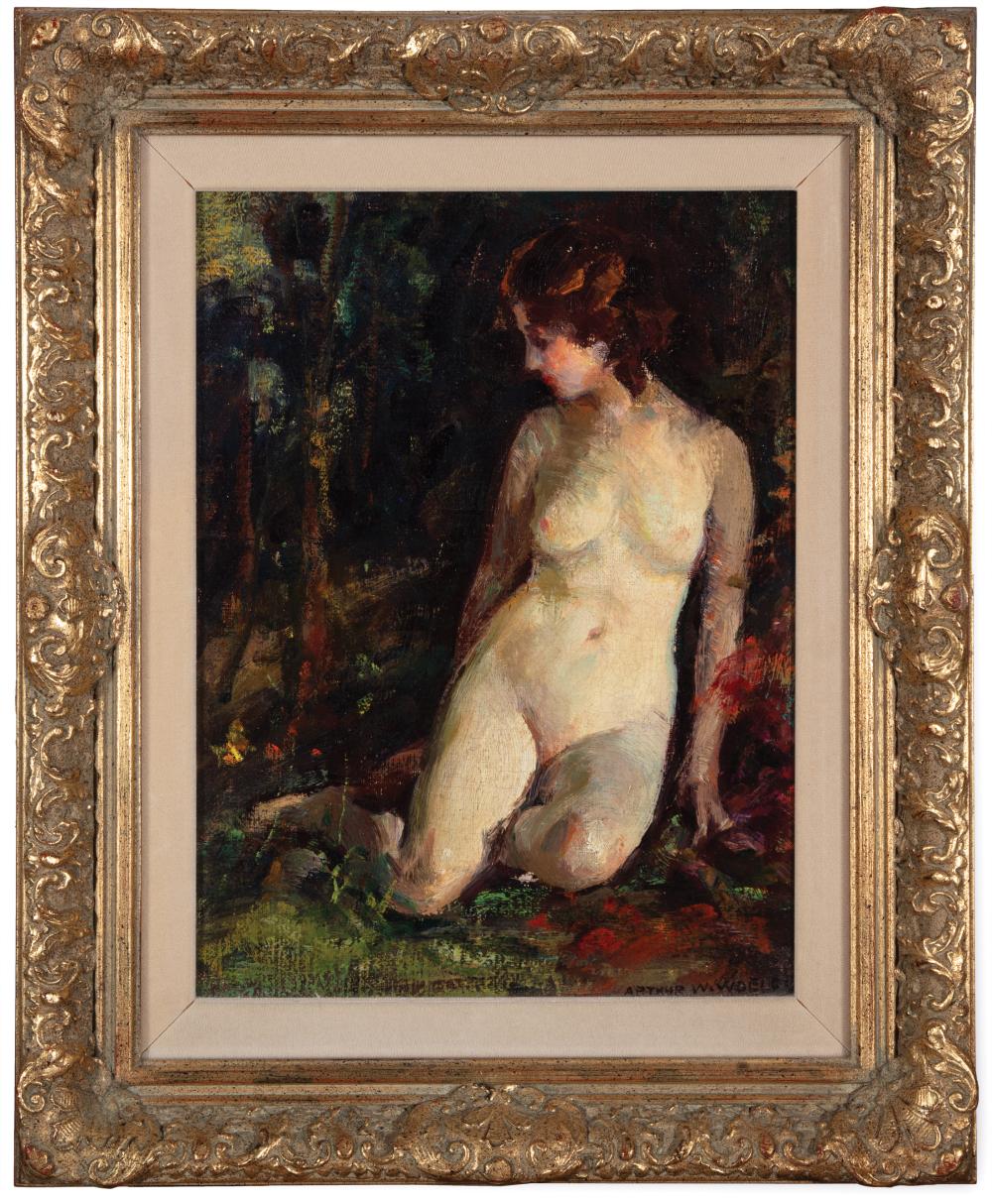 Appraisal: Arthur William Woelfle American - Seated Nude oil on canvas