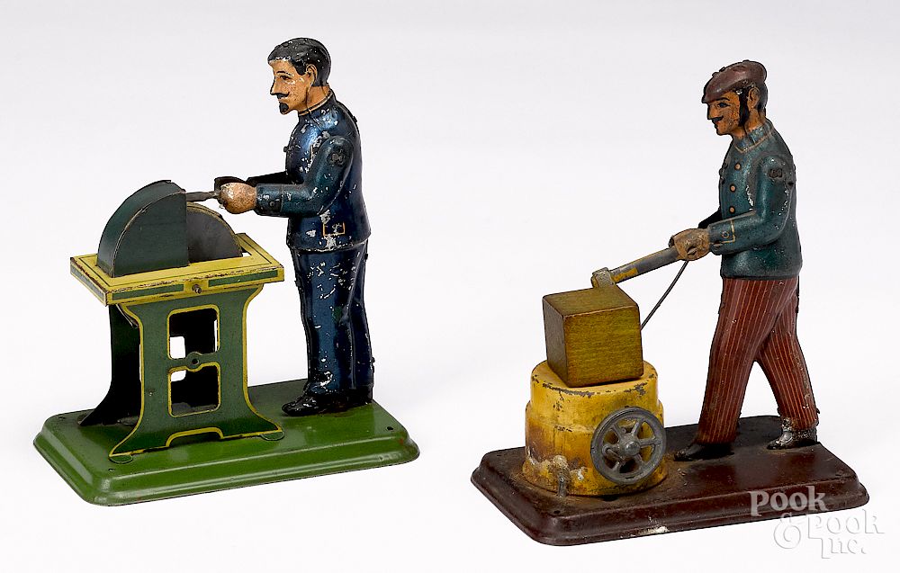 Appraisal: Two Carette workmen steam toy accessories Two Carette tin lithograph