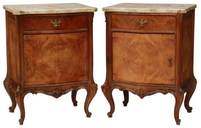 Appraisal: pair Italian Louis XV style walnut bedside cabinets th c