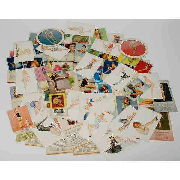 Appraisal: Large Lot of Pin Up Postcards Calendars and Advertisements A