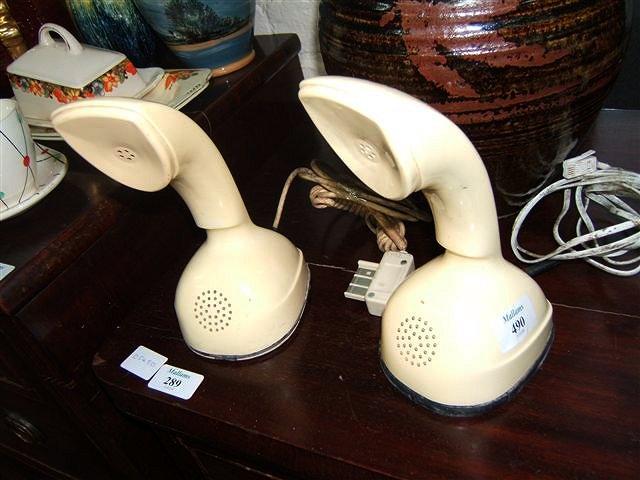 Appraisal: Two Ericsson Swedish telephones moulded as one piece and with