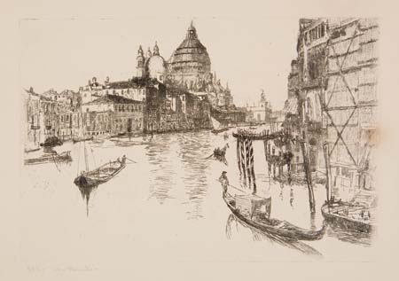 Appraisal: OTTO HENRY BACHER The Grand Canal Venice Etching on chine