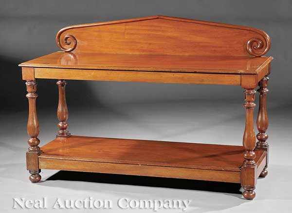 Appraisal: A William IV Carved Mahogany Serving Table c pedimented backsplash