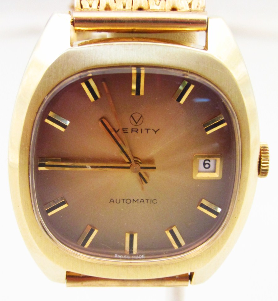 Appraisal: A gentleman's Verity automatic wristwatch the back plate yellow metal