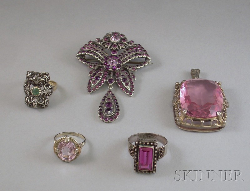 Appraisal: Small Group of Gem-set Jewelry Items including two gold rings