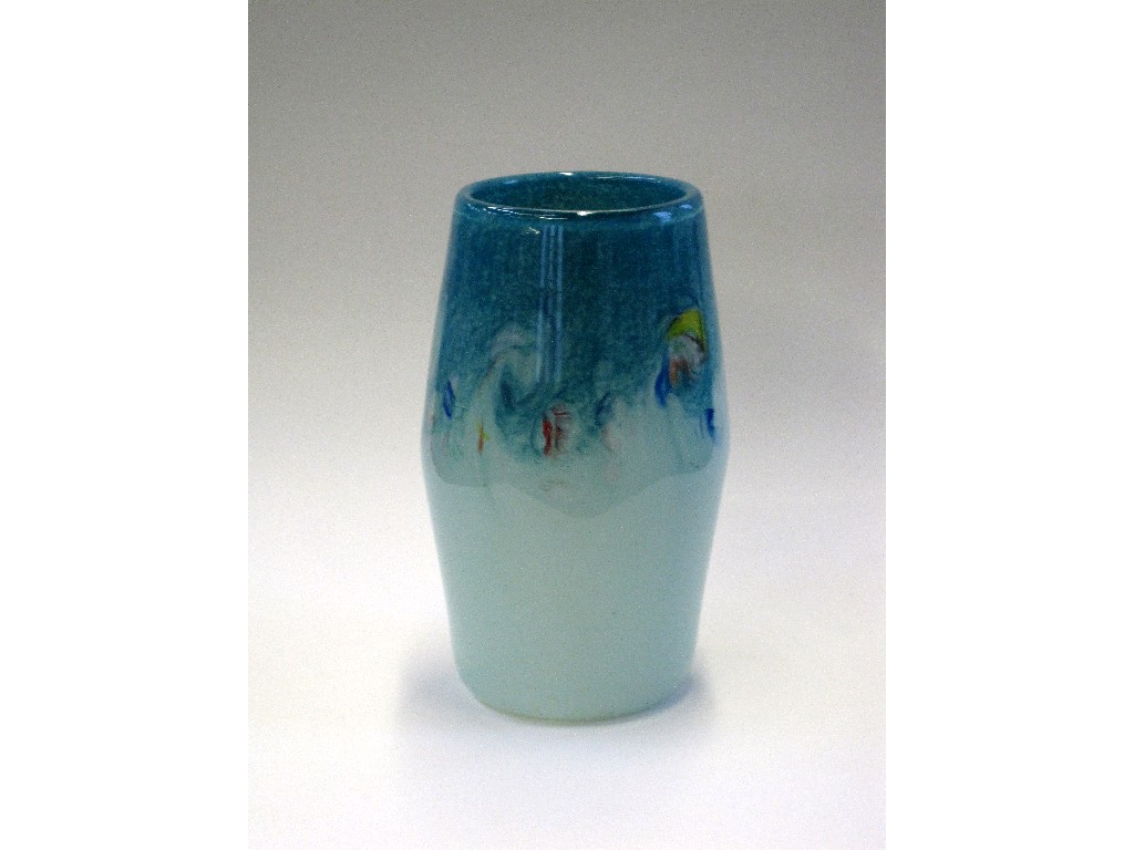 Appraisal: Strathearn green glass vase with multicoloured swirling decoration