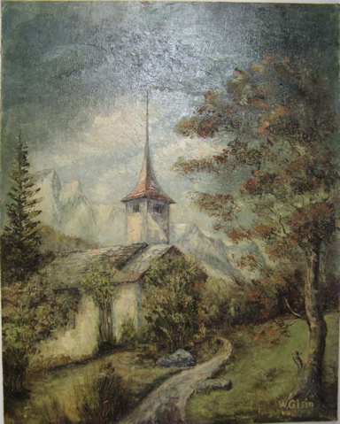 Appraisal: WILLY GISIN OIL ON MASONITE Swiss - Landscape with pathway