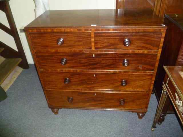 Appraisal: AN EARLY TH CENTURY MAHOGANY CHEST of three long two