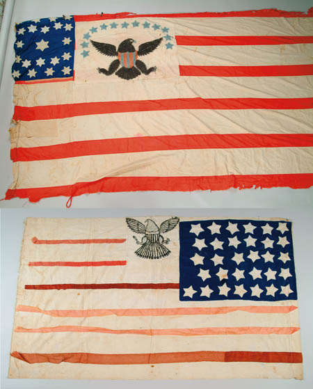 Appraisal: PAIR OF GREAT FOLKY HAND-MADE PATRIOTIC FLAGS FROM THE ESTATE