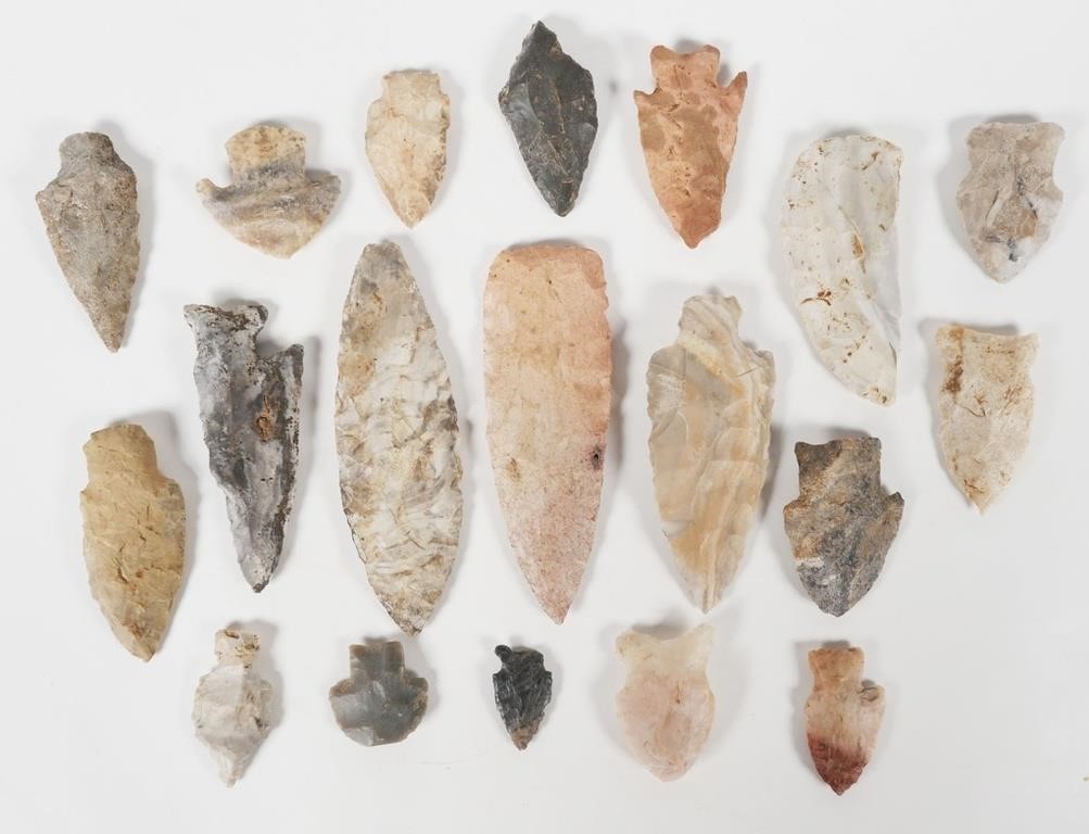 Appraisal: ARROWHEADS PIECES FROM ESTATE COLLECTION mostly unidentified Indian points from