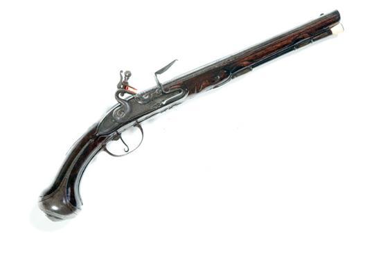 Appraisal: LARGE FLINTLOCK PISTOL European th century Carved stock with steel