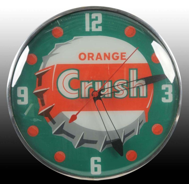 Appraisal: Orange Crush Electric Light-Up Clock Description Marked Pam A few